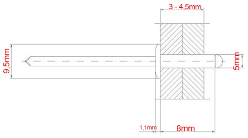 Slepý nit ALU/OCEL 5x8mm S PLOCHOU HLAVOU