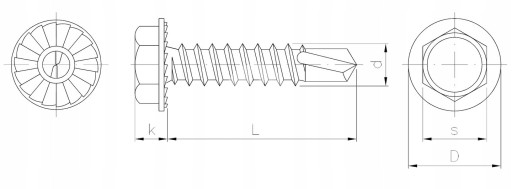 Skrutky do plechu Skrutky Skrutky do ocele Samorezné 6,3x19mm 50 kusov
