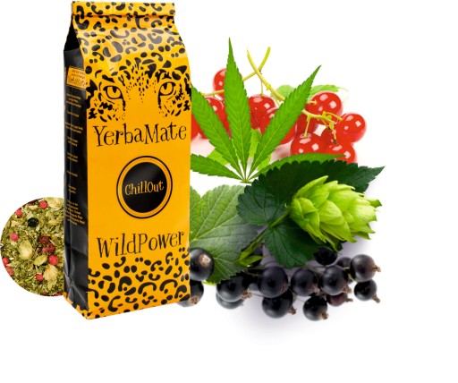 Yerba Mate CHILLOUT 200g WildPower konopné šišky z čiernych ríbezlí