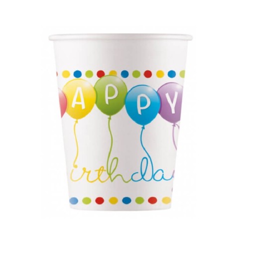 HAPPY BIRTHDAY PAPIEROVÝ POHÁR 200ml 8 ks GODAN