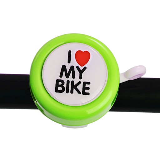 OCELOVÝ BIKE ZVON MILUJEM SVOJ BICYKEL ZELENÝ