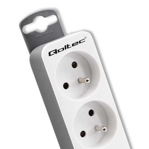 Qoltec Predlžovací kábel Napájacia lišta 5 zásuviek 1,8m Biela a šedá