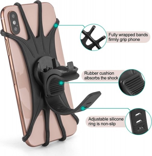 Pružný gumený držiak telefónu na bicykel Rockbros LF436GR