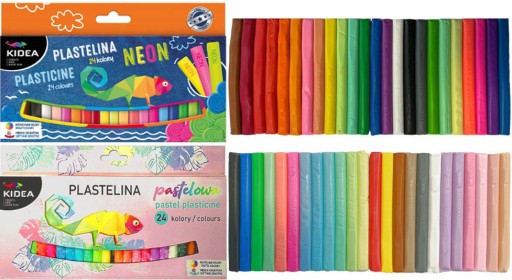 Školská plastelína Neon 24 farieb + Pastelová plastelína 24 farieb Kidea