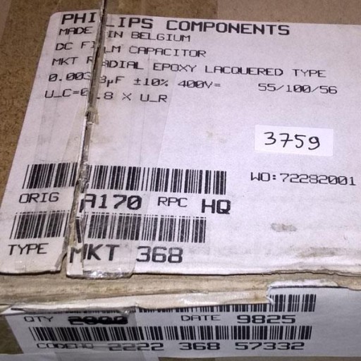Kondenzátor MKT368 Philips 3.3nF 400V R10 5% x10