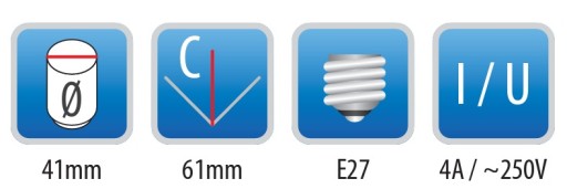 E27 SVETLO, BIELA S KÁBLOM 190 mm