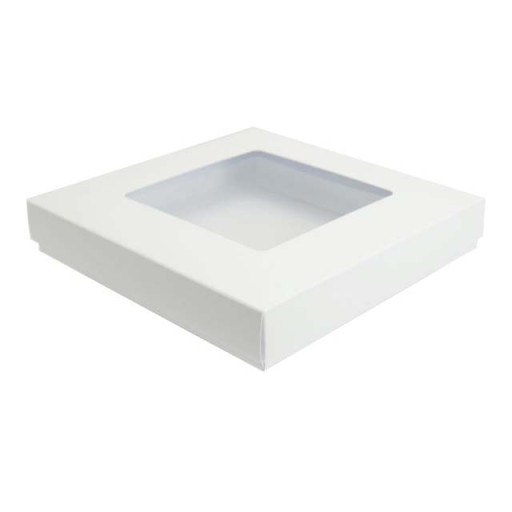 Krabička na karty s okienkom, biela, 15x15x2,5