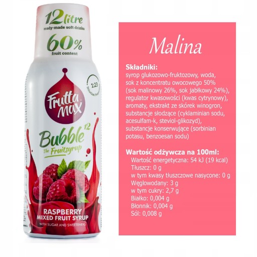 Fruttamax vodný sirupový koncentrát 500 ml MALINA