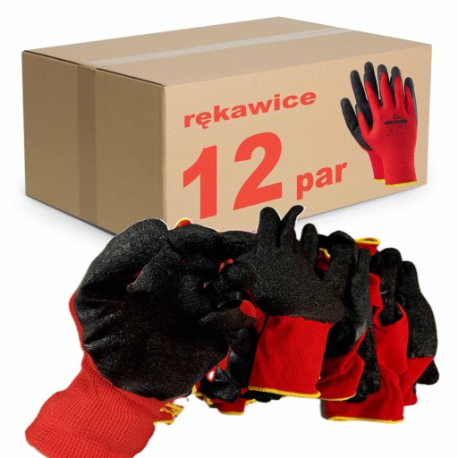 12 X PRACOVNÉ RUKAVICE S ČERVENÝM POVLAKOM Ručné oderu odolné XL