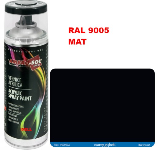 matná čierna RAL 9005 SPREJ 400ml profesionálna rada HQ AMBROSOL 1233