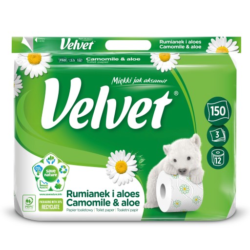 Zamatový toaletný papier Harmanček a Aloe 12 roliek