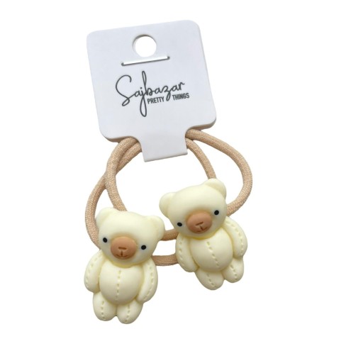 Sada bielych gumičiek medvedíka pre deti, mini gumička do vlasov