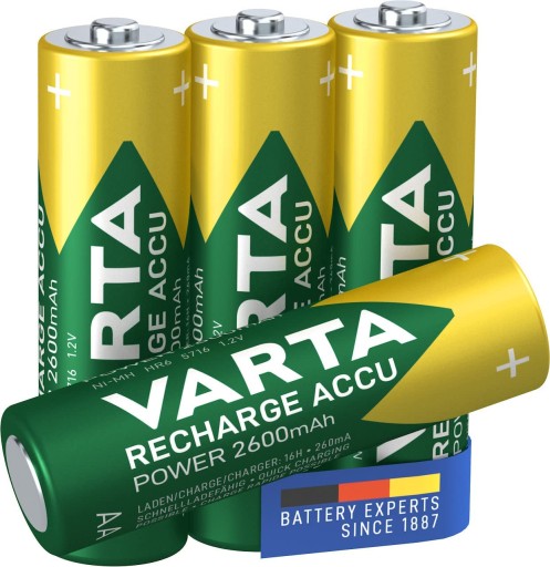 1x nabíjateľná batéria VARTA R6 AA 2600mAh