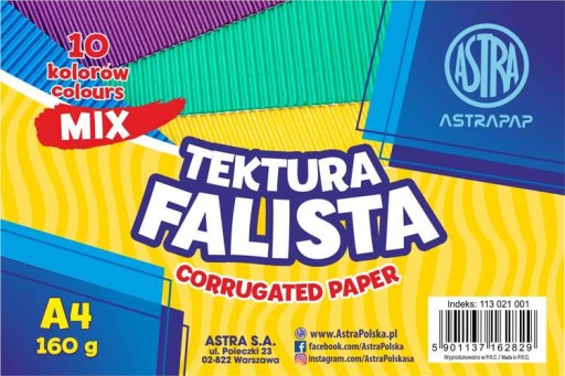 VLNITÝ KARTÓN ASTRA DVOJVRSTVÁ 160G 10 FAREBNÝ VLNUTÝ PAPIER