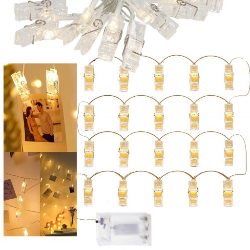 KLIPY NA FOTOLAMPY 20 LED DEKORATÍVNYCH FOTOKLIPOV S KLIPOM