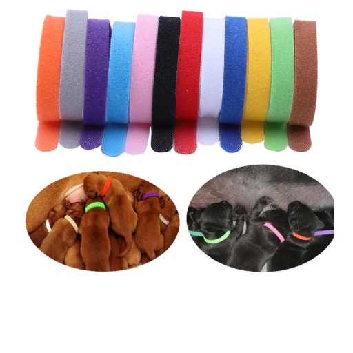 12x ZNAČOVAČE pre šteniatka, podstielkové obojky, VELCRO, 35 cm