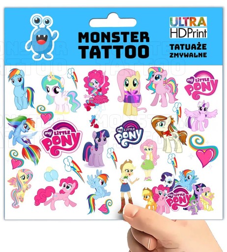 UMÝVAJÚCE DOČASNÉ TETOVANIE PRE DETI MY LITTLE PONY ORIGINÁLNE DIZAJNY