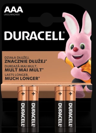 BATÉRIE DURACELL AAA (LR3) ALKAICKÉ BATÉRIE - 4 ks