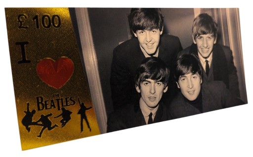 Jedinečný darček zberateľských bankoviek s pozlátenými bankovkami THE BEATLES