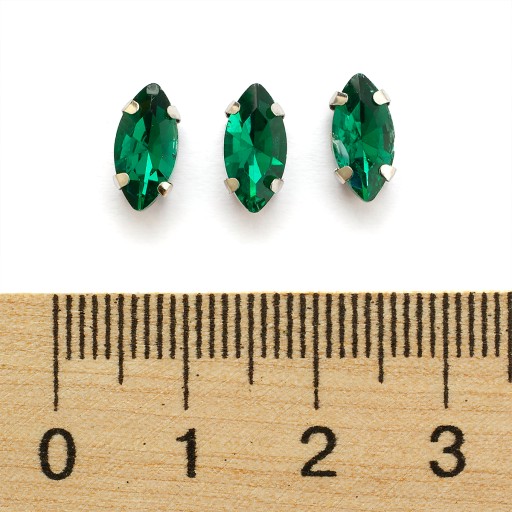 Štrasové kamienky na šitie, sklo, mosadzný podstavec, konské oko, 10x5x4mm, 10ks