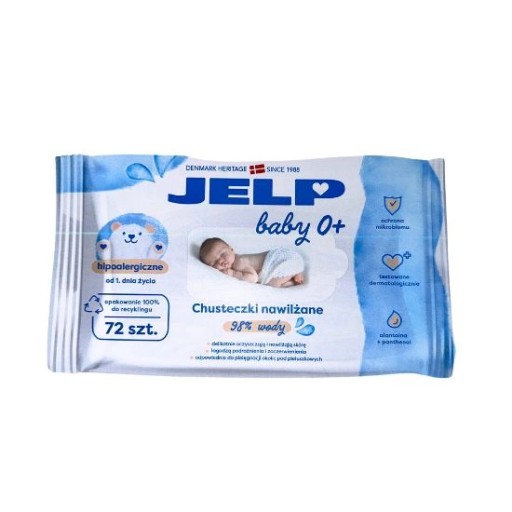 Detské vlhčené obrúsky 0+ 72ks 98% JELP voda