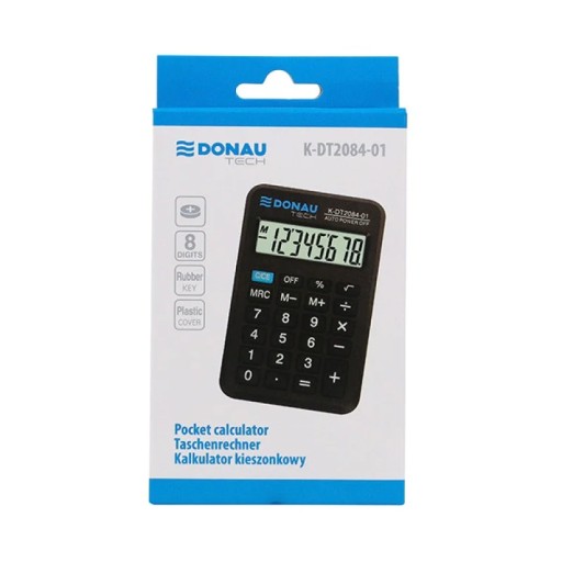 Donau tech vrecková kalkulačka, 8-miestne. displej, rozmery 97x62x11 mm, cca