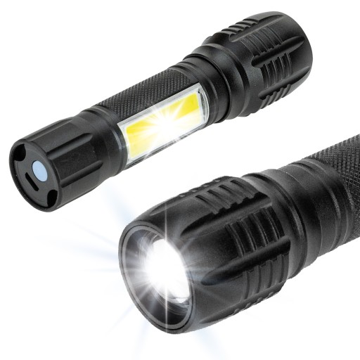 Výkonná nabíjateľná LED taktická baterka + ZOOM