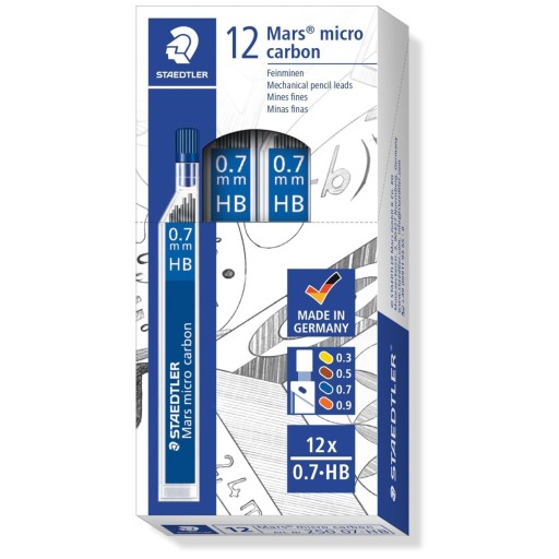 Staedtler náplň do ceruziek čierna 0,7MM HB, 12 ks