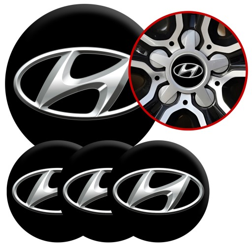 4 Emblémy Stredy ráfikov Kryty kolies Kolesá HYUNDAI SET TOP 53 mm
