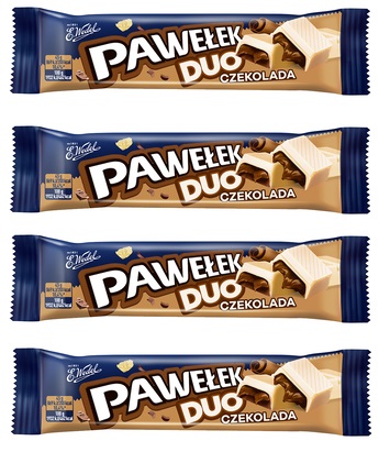 4x 45g WEDEL Pawełek Duo čokoládová tyčinka