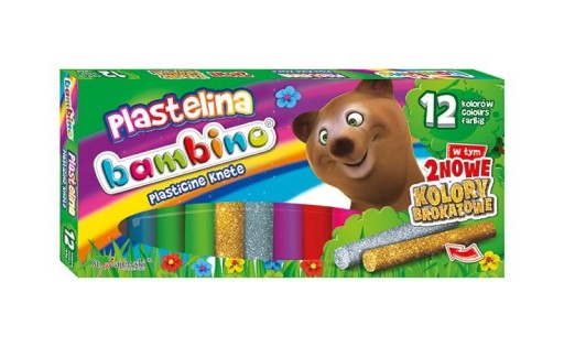 Bambino plastelína 12 farieb zlatá strieborná okrúhla