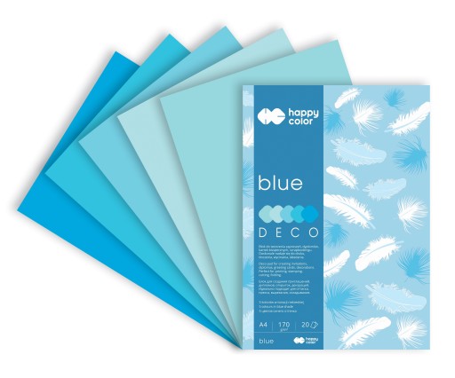 DECO BLUE A4 blok 20 listov 5 farieb HAPPY COLOR 170 g/m2