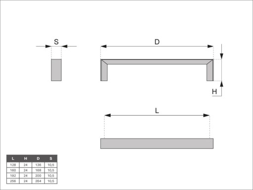 Nábytková úchytka LOFT STEEL 192mm, matná čierna