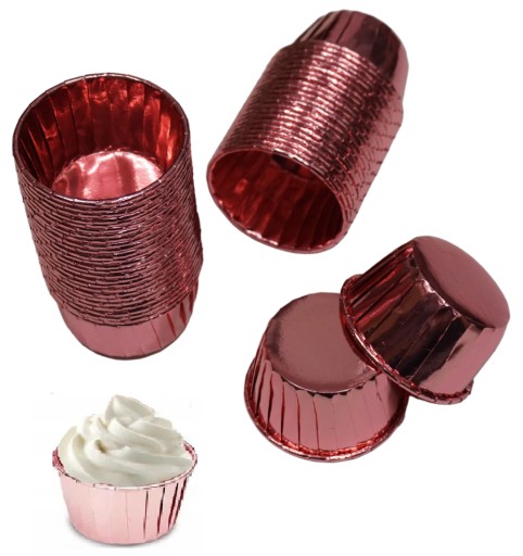 HUDOBNÉ ŠÁLKY, ŠÁLKY NA MUFFIN, FORMY RUŽOVÉ ZLATÉ, 50 KS