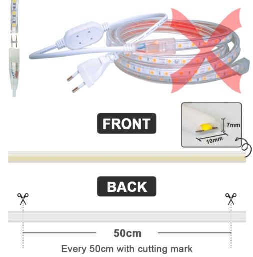 NEUTRÁLNY LED pás COB 288 230V 1m/b IP67