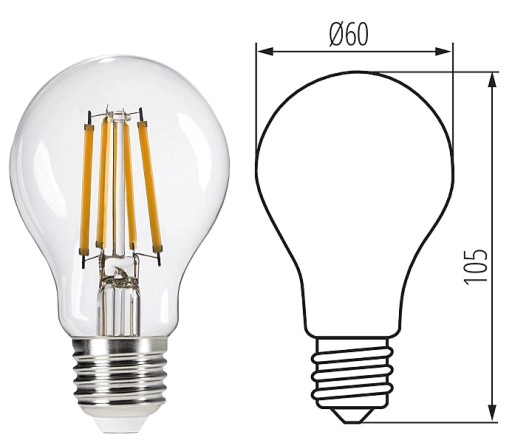 Kanlux LED dekoratívna žiarovka s veľkým závitom E27 8W=75W 1055lm teplá