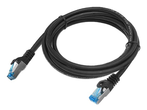 Cat.6A PIMF prepojovací kábel tienený RJ45-RJ45 1:1 Cu AWG26 čierny 2m