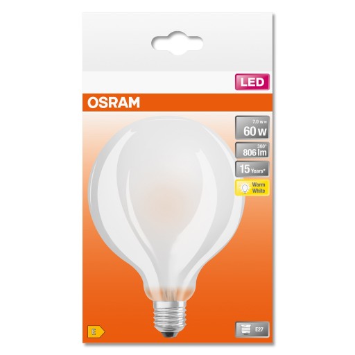 OSRAM LED guľová žiarovka G95 6,5W = 60W 2700K