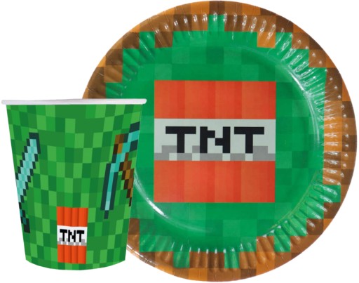 SET NARODENINOVÉ hrnčeky TANIERE MINECRAFT TNT CREEPER BIRTHDAY 12 ks