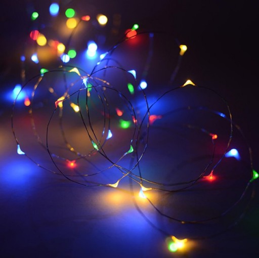 50 LED DEKORATÍVNYCH DRÔTOVÝCH LAMPIEL, PREVÁDZKA NA VIAC FAREBNÚ BATÉRIU