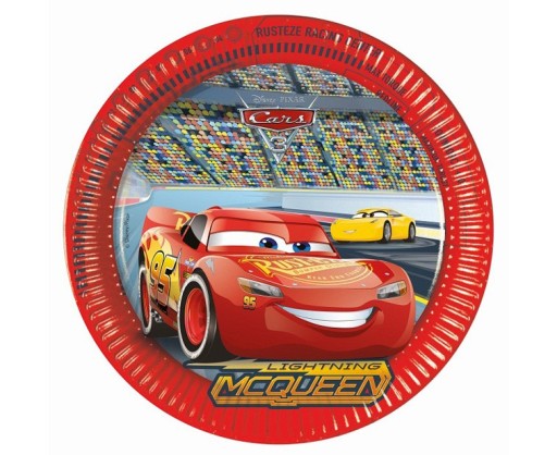 8 ks Cars 3 Cars papierové taniere Zygzag, 23 cm