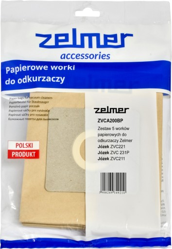 SET 5x ORIGINÁL PAPIEROVÉ VRECKO DO ZELMER JÓZEK KAZIK KAZIO VYSÁVAČ.