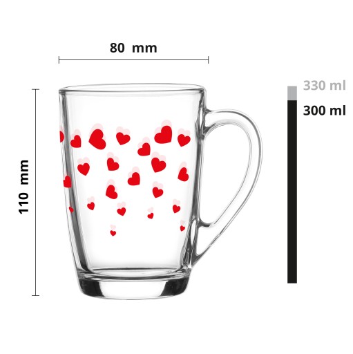 Glasmark Ala Sklenený hrnček 300ml Hearts