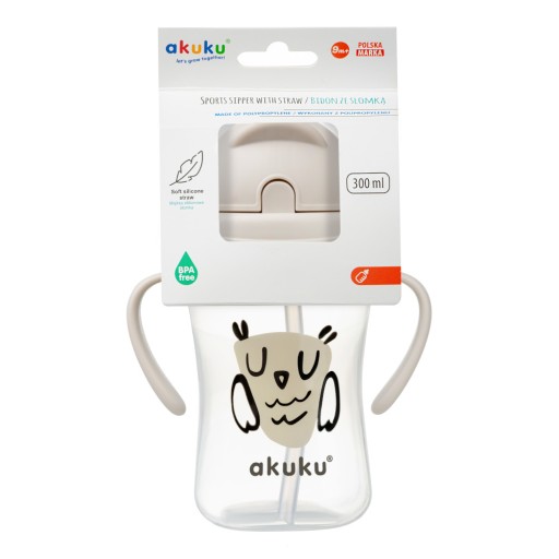 AKUKU HRNKOVÁ FĽAŠA S VÝSUVNÝMI SLAMINÝMI RÚČKAMI 300ML