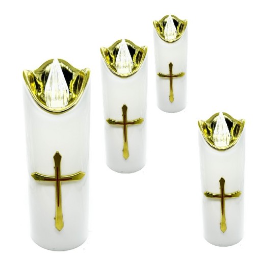 VLOŽKA POD SVIEČKY S LED KRÍŽOM 12 CM, ZLATÁ, ODOLNÁ