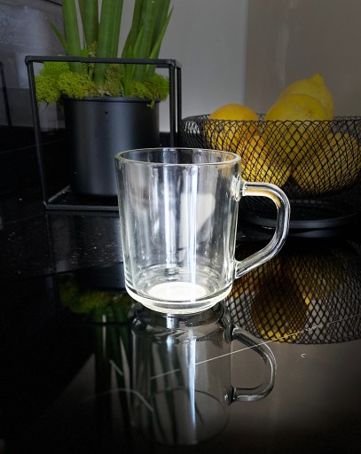 Rovný sklenený hrnček na kávu a čaj, 250 ml, HLADKÝ