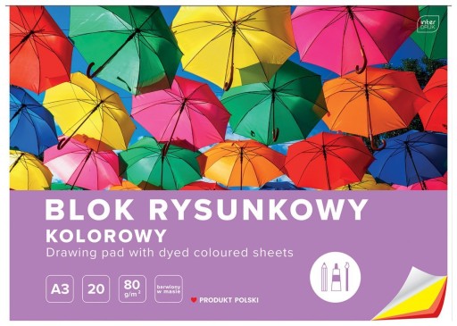 A3 farebný blok na kreslenie, farebné listy papiera (60037)