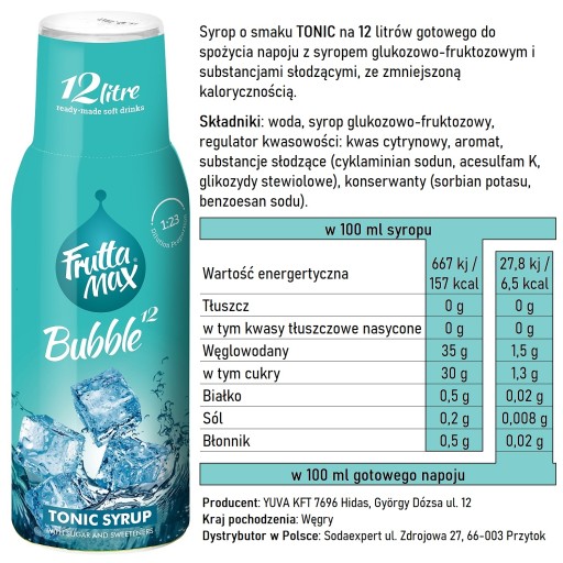 Sirup do Soda FruttaMax Tonic karbonizátor 500ml na 12l