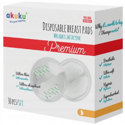 AKUKU LAKTAČNÉ VLOŽKY ULTRA-ABSORBENTNÉ, ABSORBNÉ, TENKÉ, GELINGOVÉ, 30 ks. A0354