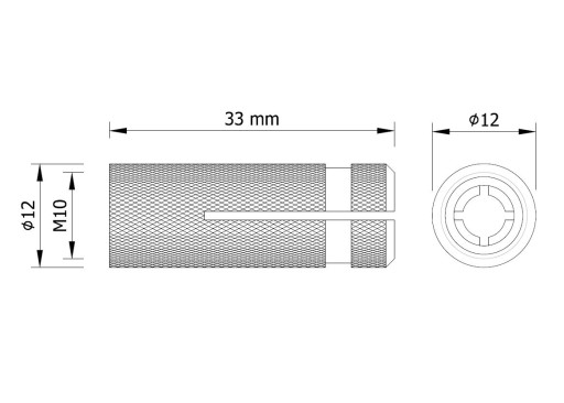 1x Mosadzná kotva s rozperným puzdrom m10 x 33 mm
